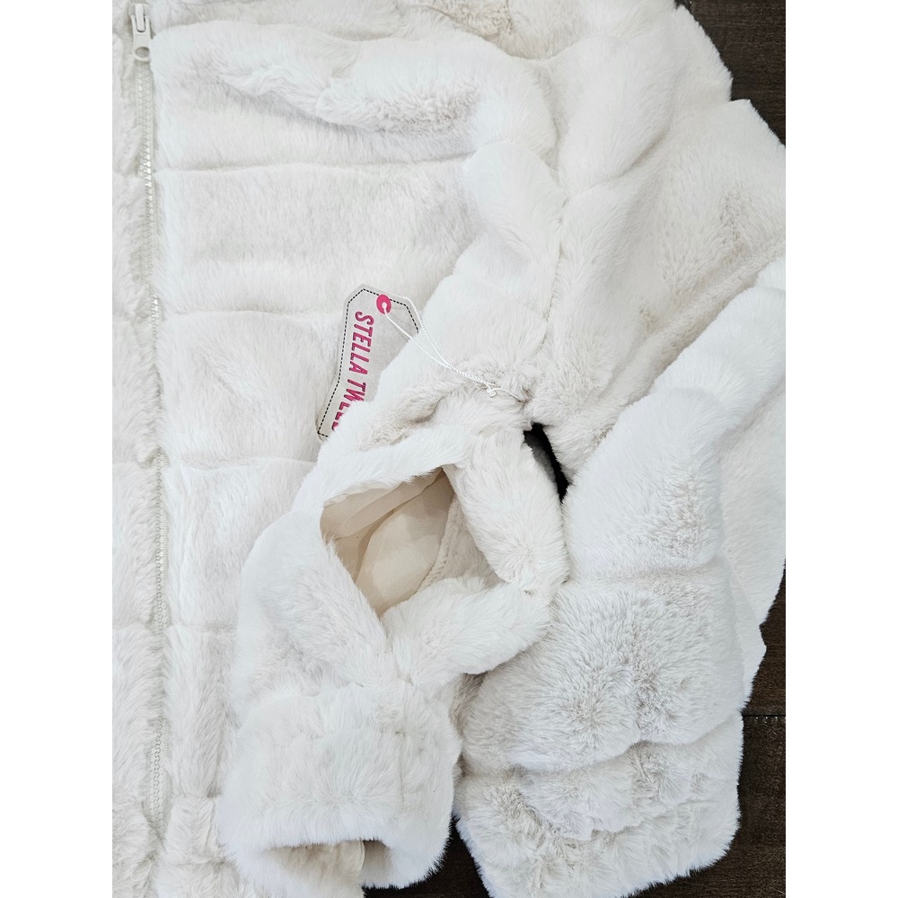 Y2K Inspired Bomber Faux Fur Hooded Jacket Ribbed NWT Apres Ski Chic small - Picture 8 of 13